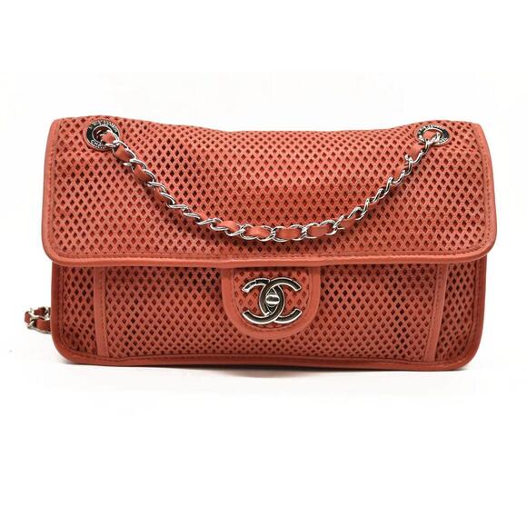 CHANEL Handbags - CHANEL Perforated Calfskin Up In The Air Flap Red 17*